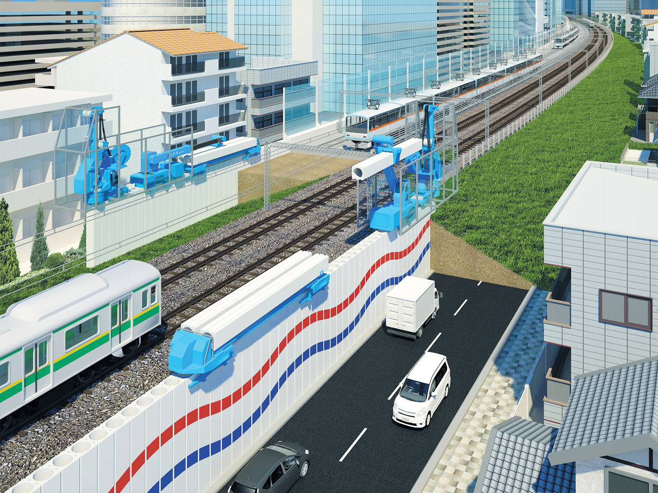 線路周辺での施工のイメージ（画像：技研製作所）