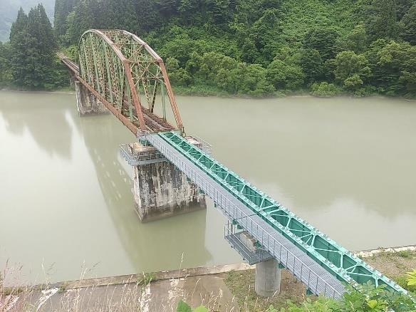 復旧工事中の第5只見川橋りょう（画像：JR東日本）