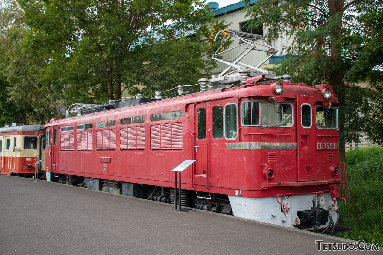 解体予定だった、小樽市総合博物館のED75形501号機。「準鉄道記念物」にも指定されています