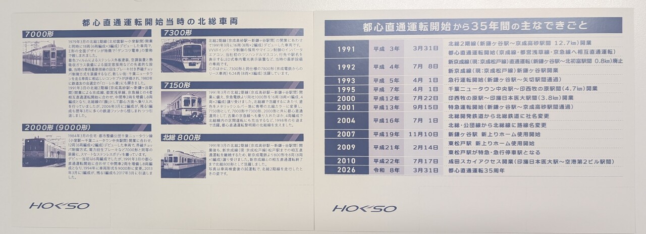北総鉄道 都心直通35周年記念乗車券 発売」の投稿写真（1枚目） - 鉄道コム