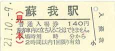 京葉線20周年記念硬券入場券