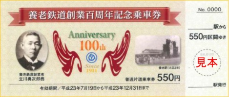 創業100周年記念乗車券