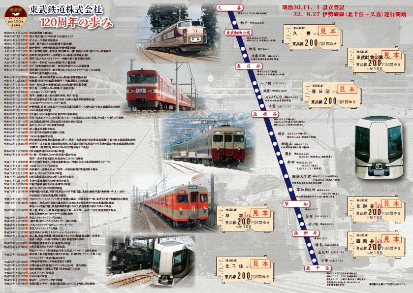 東武 創立120周年記念乗車券 発売（2017年11月1日～） - 鉄道コム