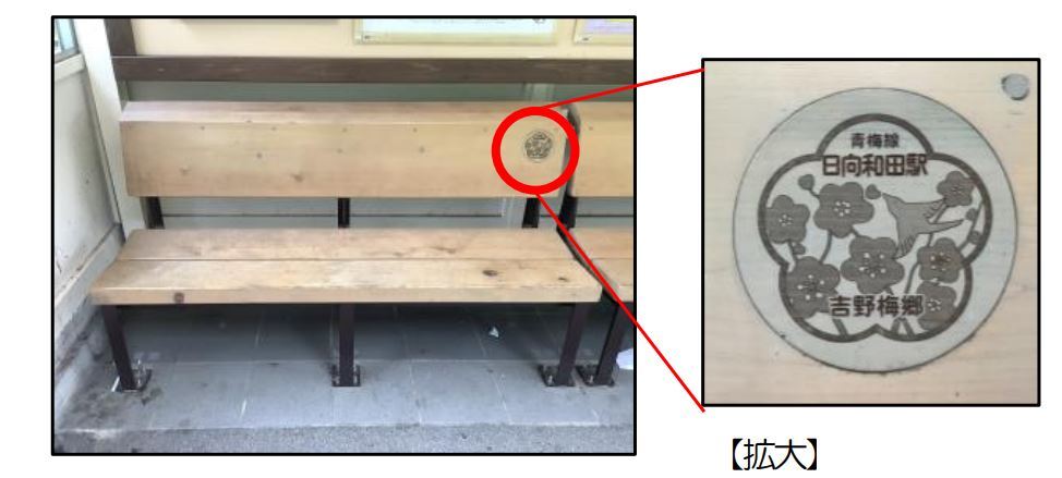 シンボルマークの整備イメージ（日向和田駅のベンチ）