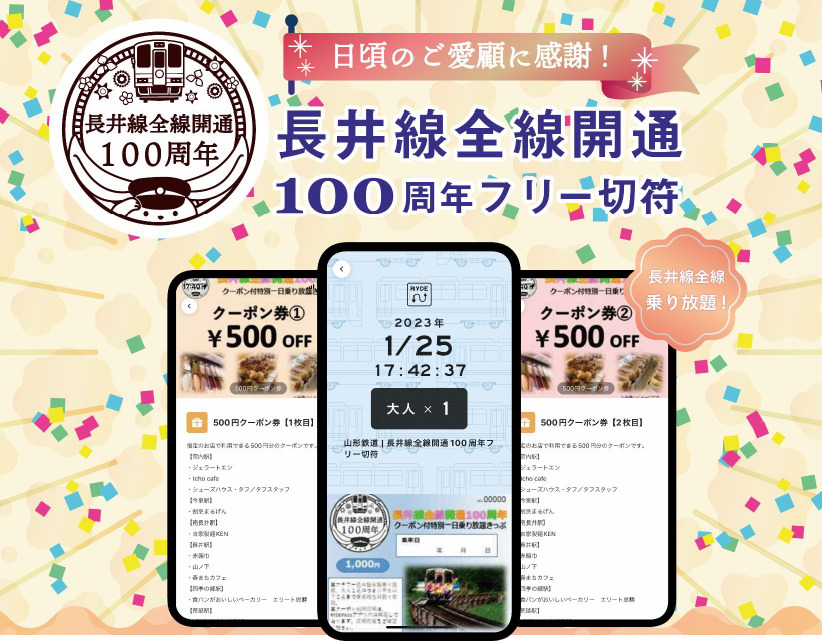 長井線全線開通100周年フリー切符