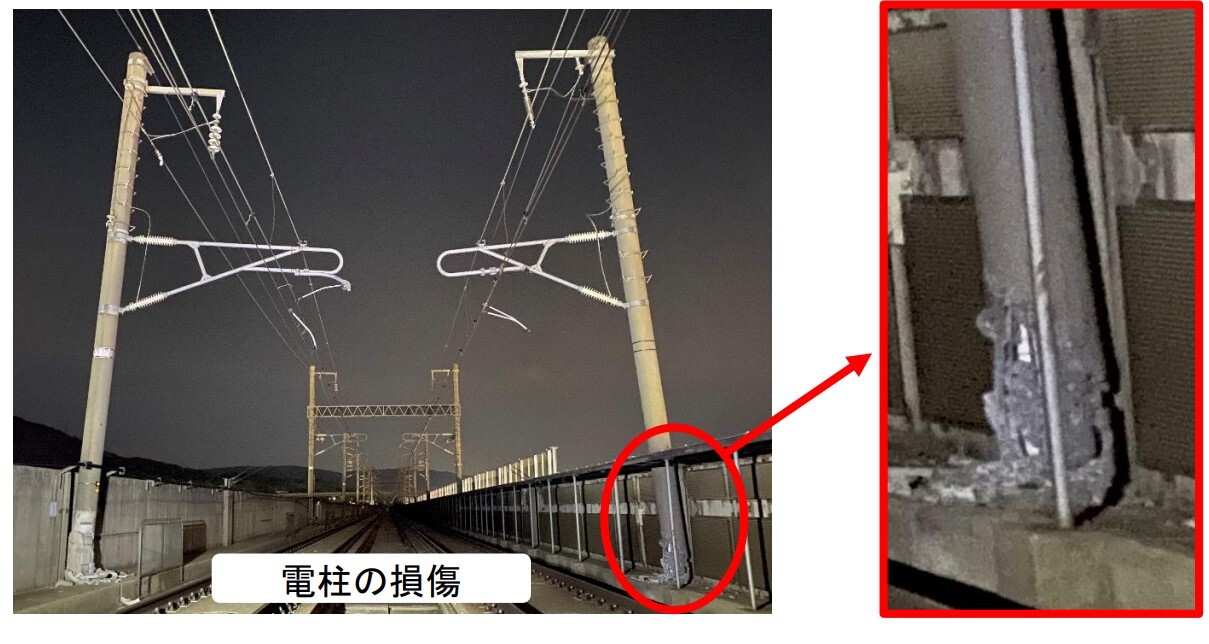 福島県沖地震による電柱の損傷