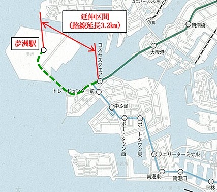 北港テクノポート線の路線計画図