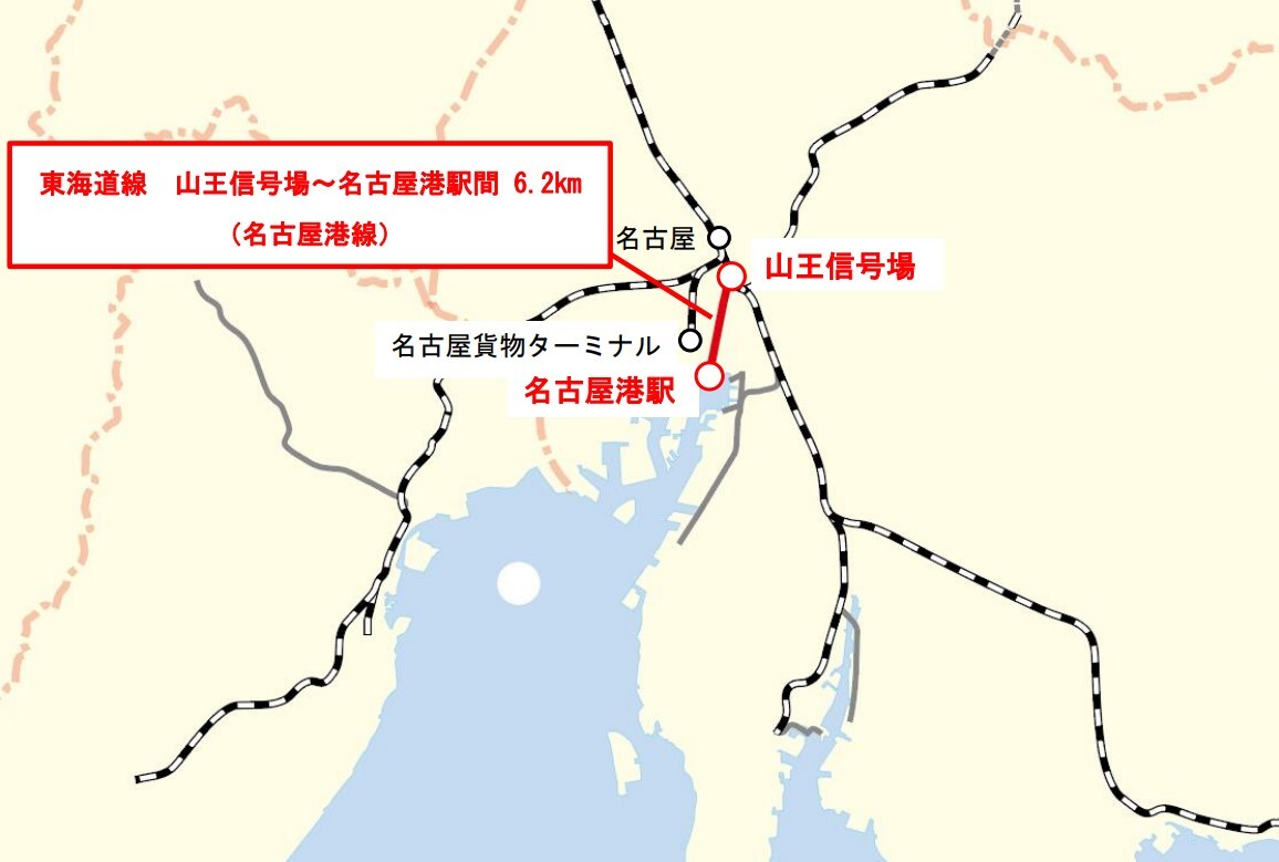 名古屋港線の位置関係図