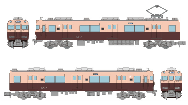 名古屋鉄道6000系（復刻塗装・6010編成）2両セット（イメージ）
