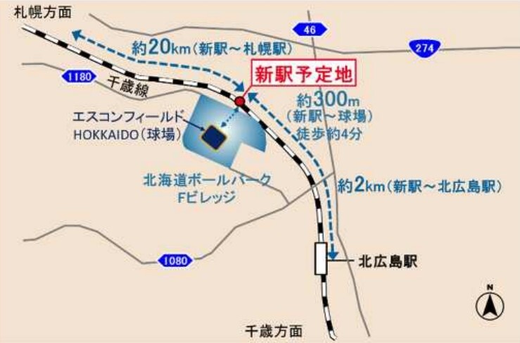 新駅の設置位置（画像：JR北海道）