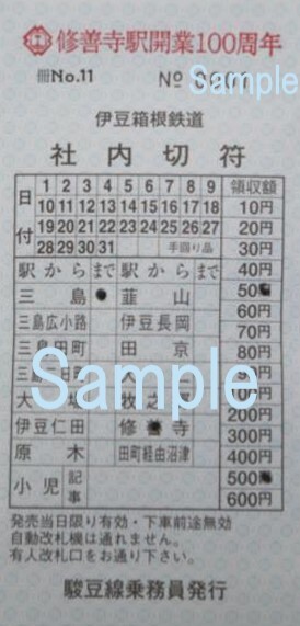 記念社内切符（イメージ）