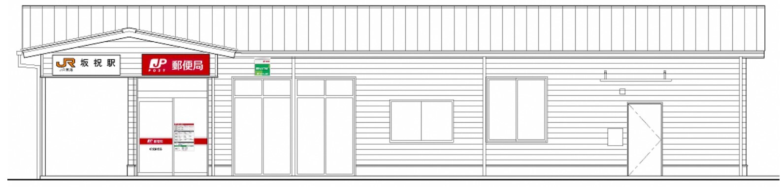 郵便局と一体化する坂祝駅のイメージ