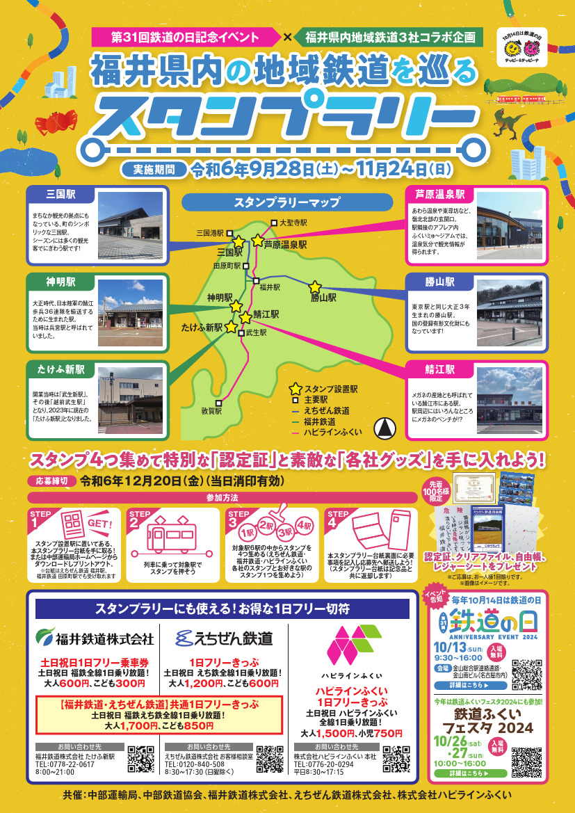 福井県内の地域鉄道を巡るスタンプラリー