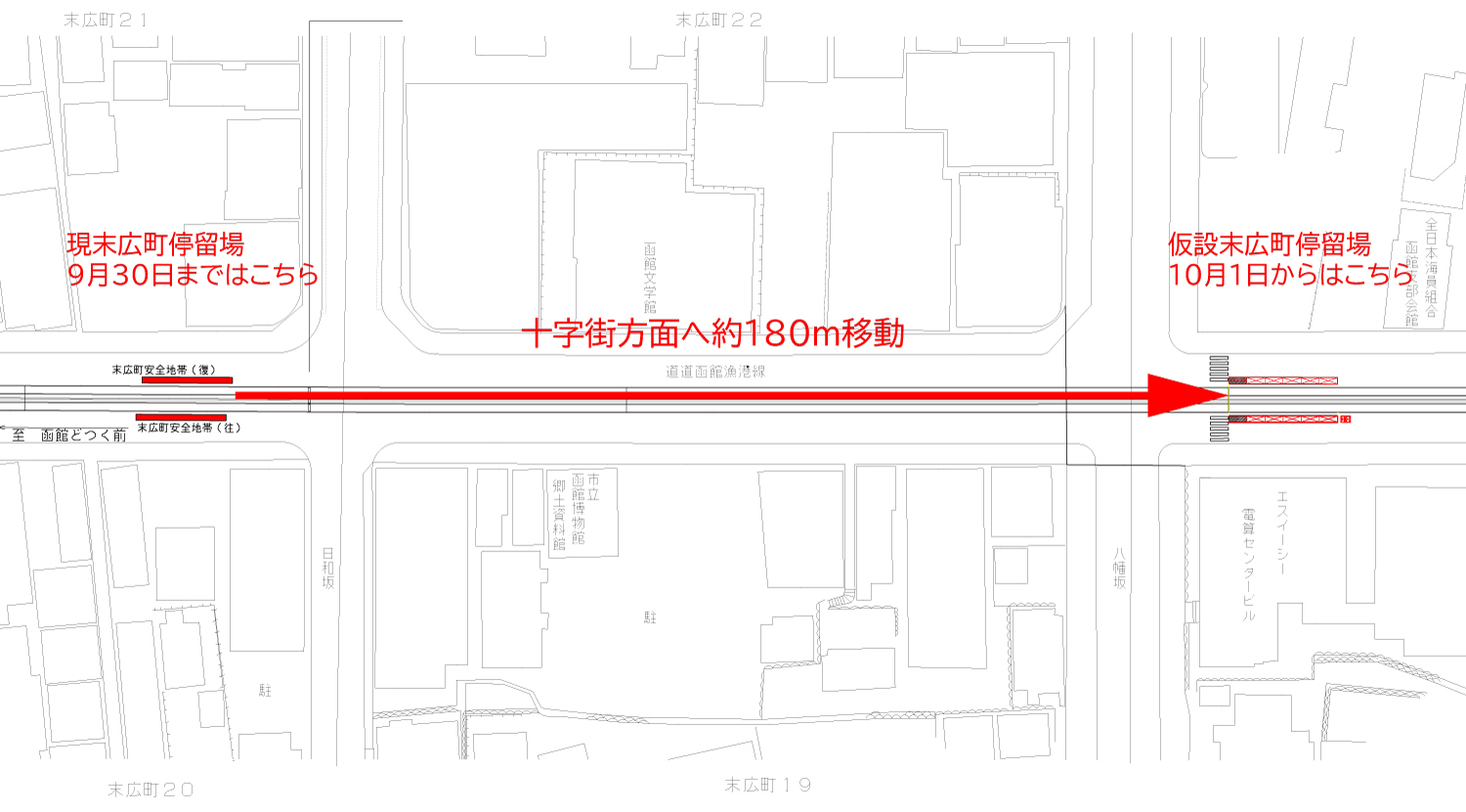 末広町停留場位置変更概要