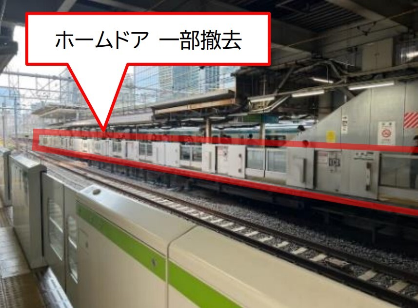 田町駅の山手線外回りホームドア