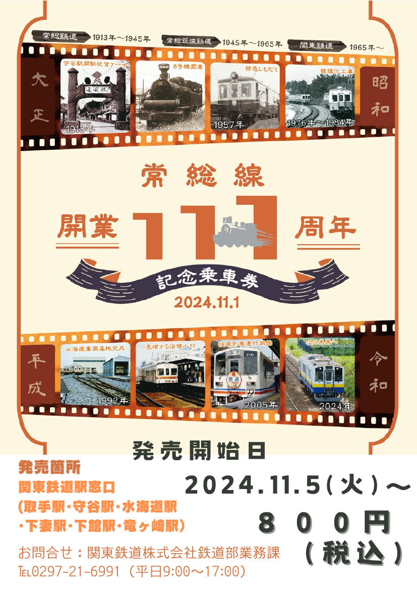 常総線開業111周年記念乗車券