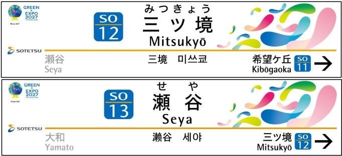 相鉄 瀬谷駅・三ツ境駅 GREEN EXPO 2027駅名標 掲出（2025年3月18日