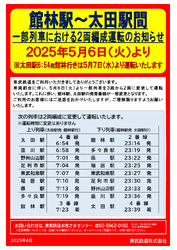 東武 伊勢崎線 館林~太田間 2両編成 運転