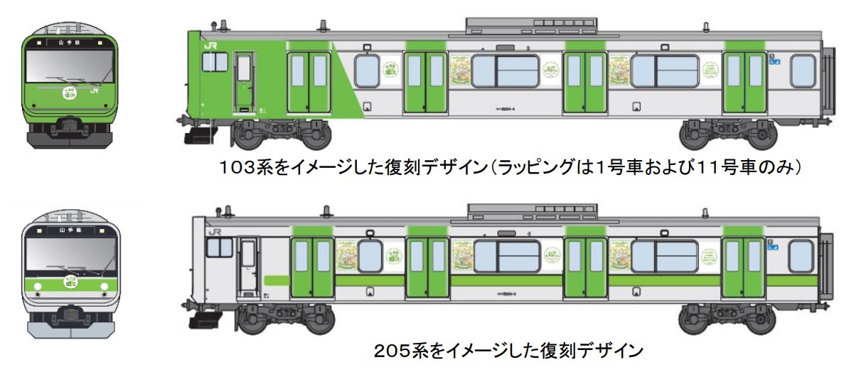 山手線で「懐かしの電車」復刻ラッピングが登場！ 環状運転100周年記念