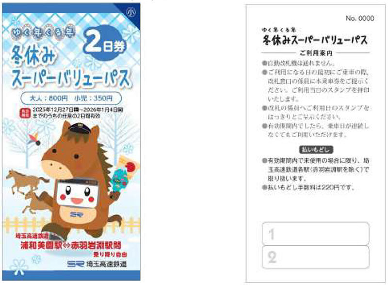 埼玉高速鉄道 冬休みスーパーバリューパス 発売（2025年12月27日