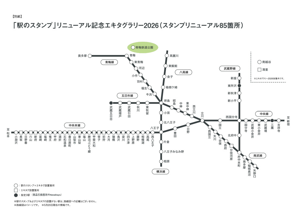 八王子支社 駅スタンプ 新デザイン 設置（2026年6月1日） - 鉄道コム