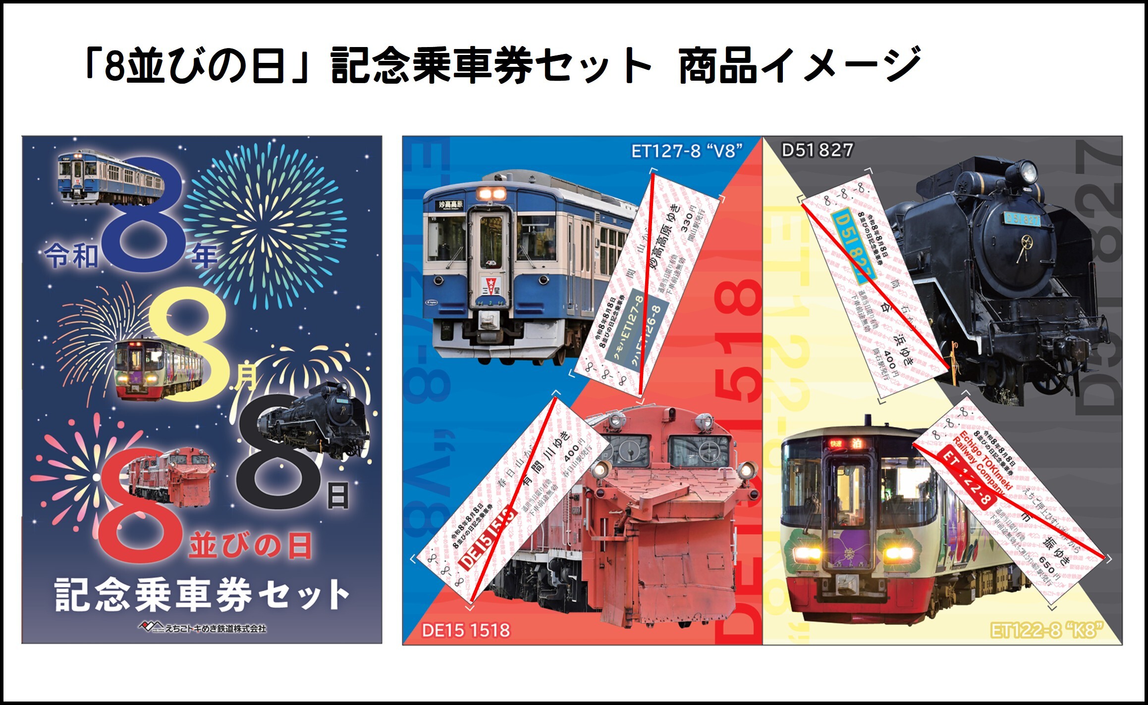 えちごトキめき鉄道 8並びの日記念乗車券セットなど 発売（2026年8月8
