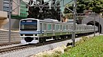 JR E231-0系 成田線開業120周年ラッピング　スカ色