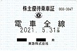 東急電鉄株主優待乗車証