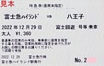 20221229富士回遊等特急券(座席未指定)富士急ハイランド駅