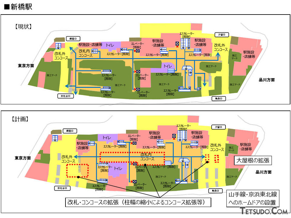 新橋駅の構内図（画像：JR東日本）