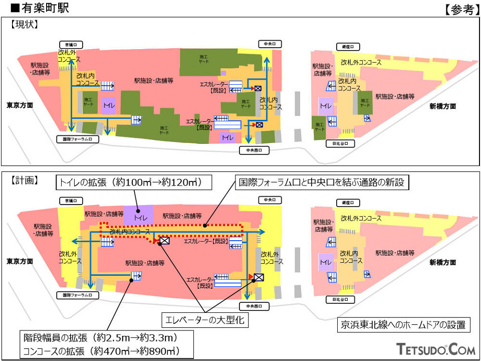 有楽町駅の構内図（画像：JR東日本）