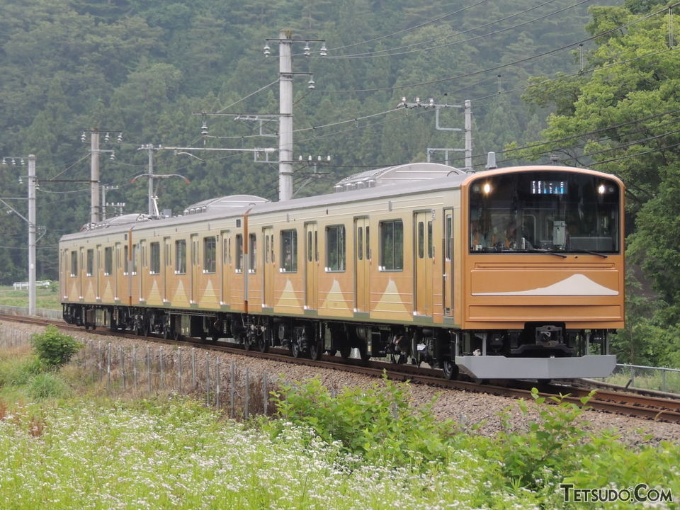 縁起がよさそうなデザインの「富士急行線開業90周年記念車両」（HIGE-KEI2さんの鉄道コム投稿写真）