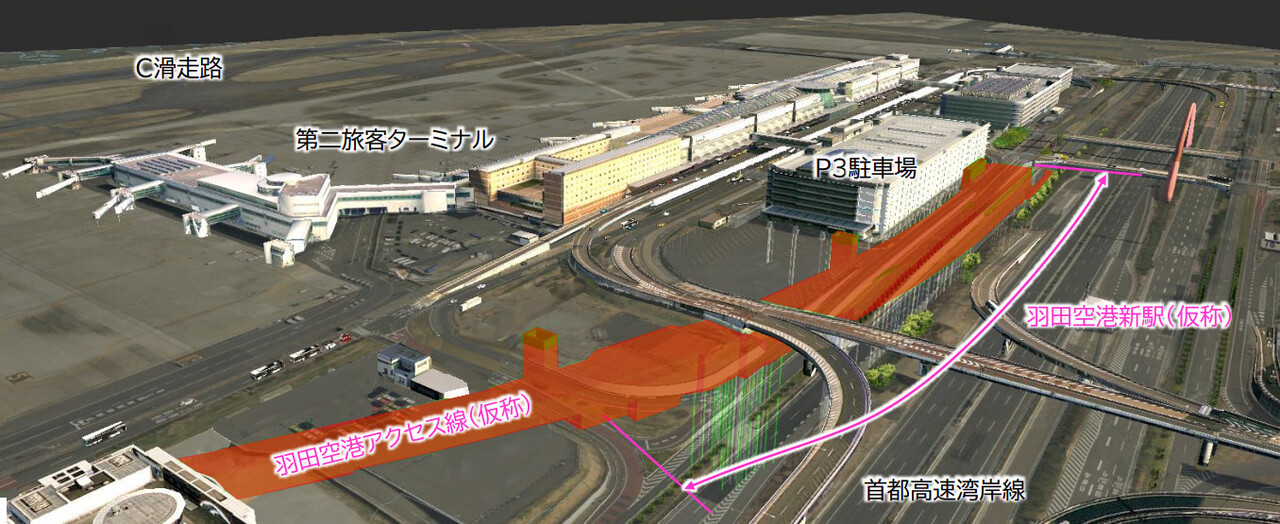 羽田空港新駅(仮称)の建設位置(画像:JR東日本)