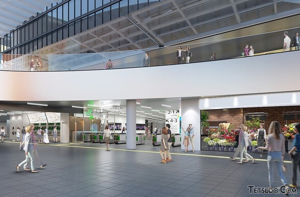 3階に整備される新たなJR線の改札口(イメージ、画像提供:JR東日本)