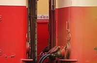 red, text, door, train, colorful, bright, painted