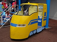 train, vehicle, floor, land vehicle, transport, yellow